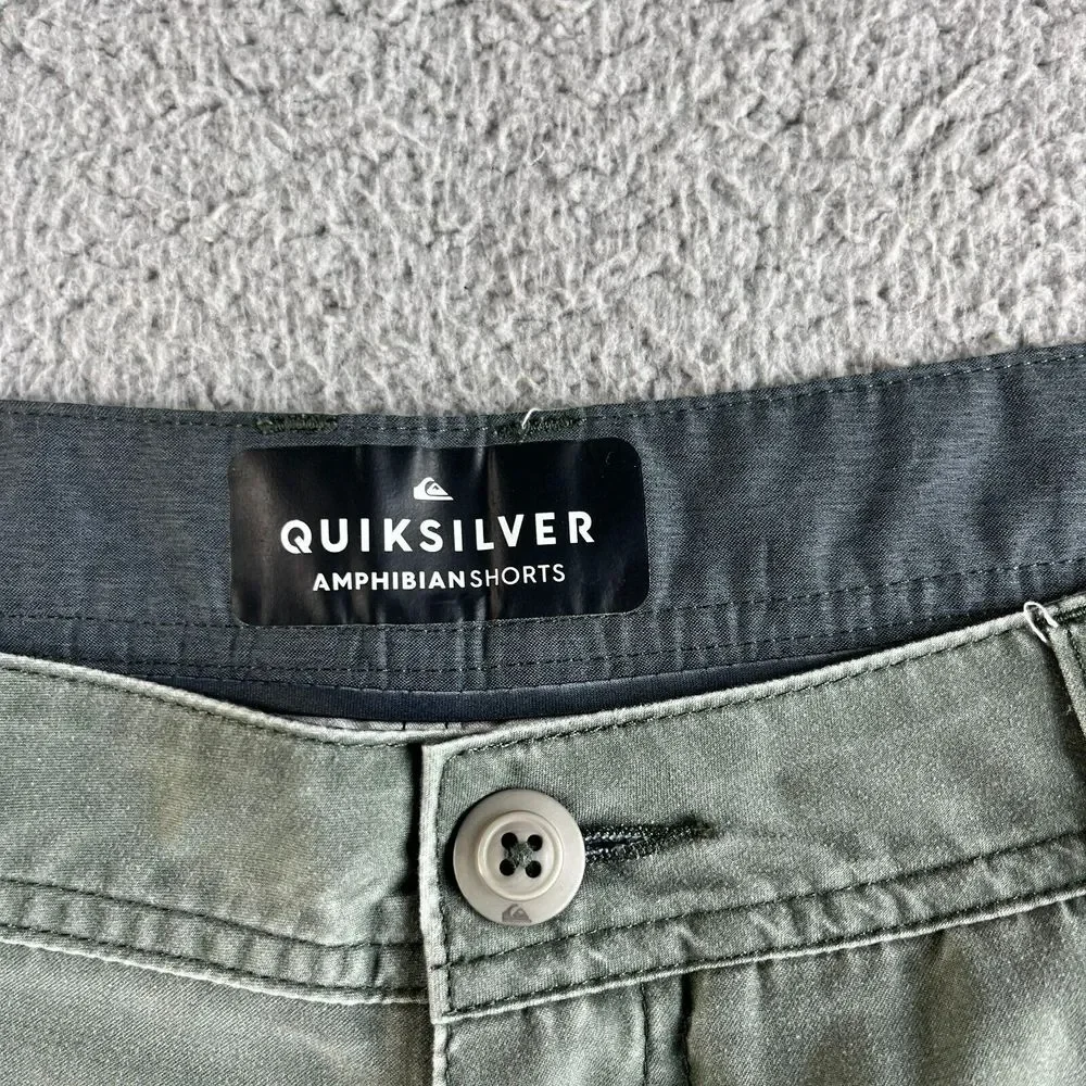 Quiksilver Board Shorts Mens 40 Green Cargo Amphibian Water Repellent Dry Flight